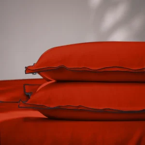 Par de Fronhas com bordas Bourdon, Coral