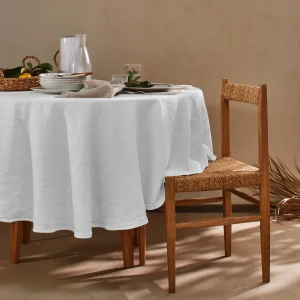 Toalha de mesa redonda em linho lavado cinza mineral