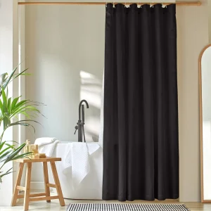 Cortina de duche simples em linho preto