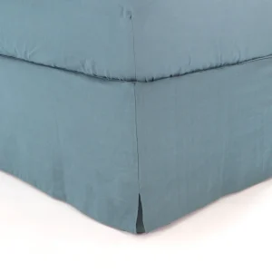 Capa de sommier com cantos fechados em linho azul francês