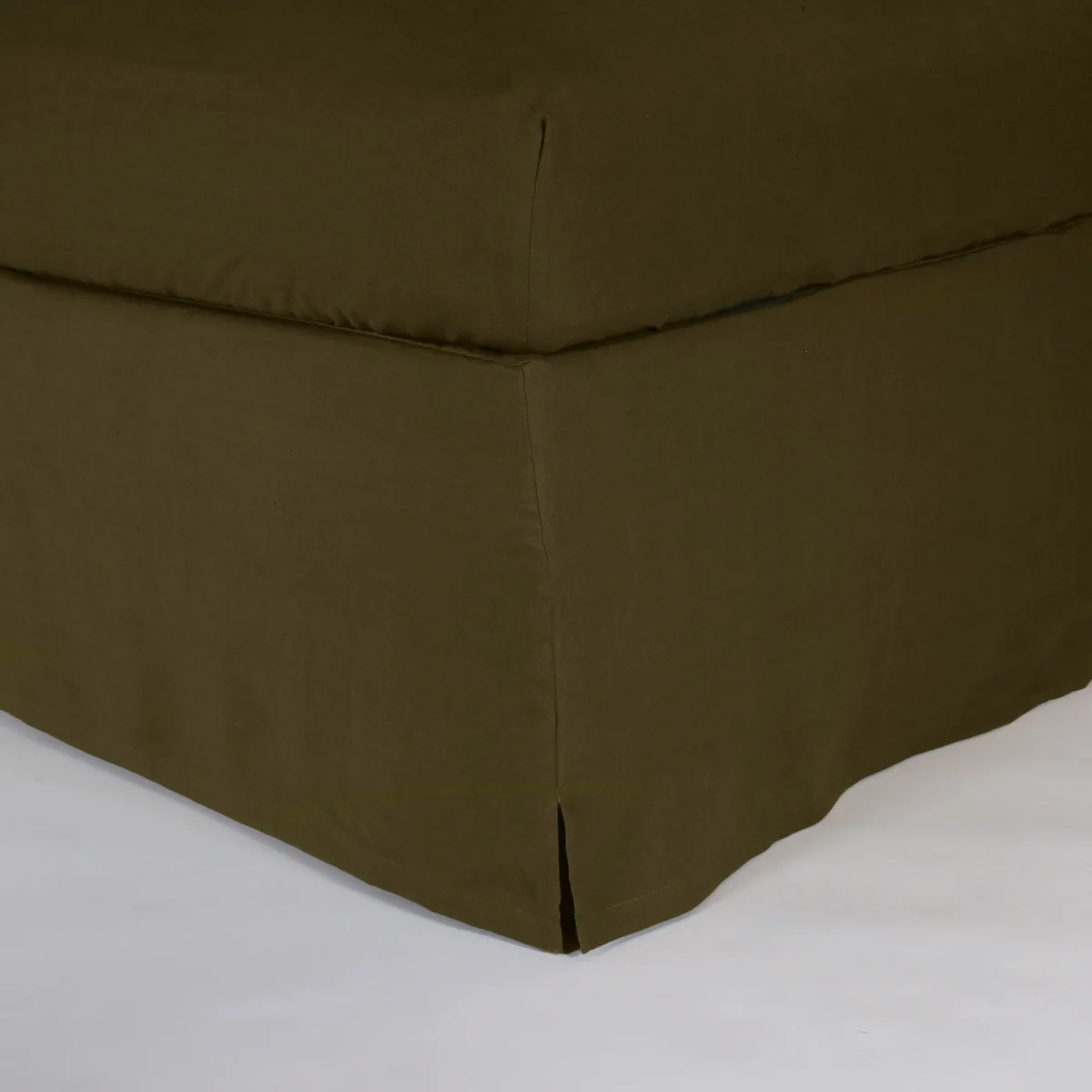 Capa sommier em linho com cantos fechados verde azeitona - Image 2