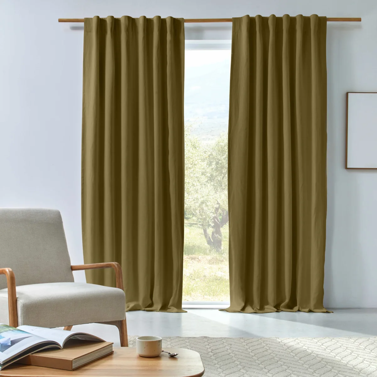 Cortina em linho com blackout sob medida - Verde - Image 2