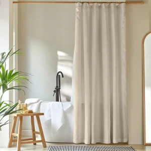 Cortina de duche simples em linho bege natural sob medida
