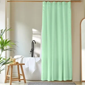 Cortina de duche simples em linho verde-menta