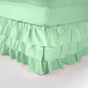 Capa de sommier com folhos cascata em linho verde-menta